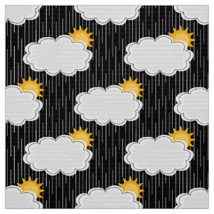 Regen Sonnenschein Wolken Muster Design Schwarz Stoff