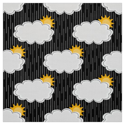 Regen Sonnenschein Wolken Muster Design Schwarz Stoff (Muster)