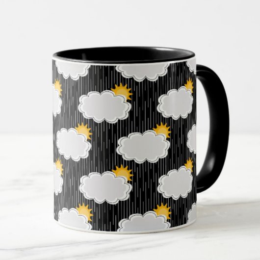 Regen Sonnenschein Wolken Muster Design Schwarz Tasse