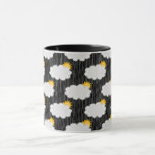 Regen Sonnenschein Wolken Muster Design Schwarz Tasse (Zentrum)