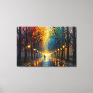 Regen-Spaziergang im Park Leinwandkunst Wandkuns Leinwanddruck