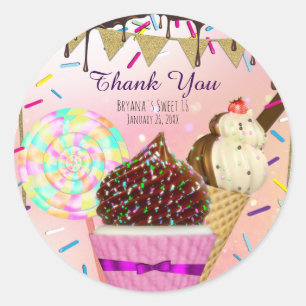 Regen Sprinkles Candy Land Süßigkeiten Party Favor Runder Aufkleber