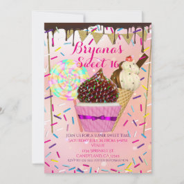 Regen Sprinkles Süßes Land Süße 16 Einladungen