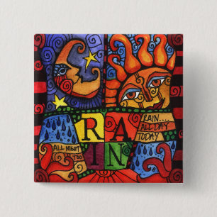 Regen - Sun und Mond-Entwurf auf quadratischem Button