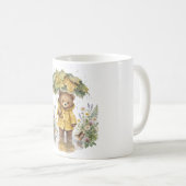 Regen-Teddybär-Herbst-Regenschirm-Kunst Kaffeetasse (VorderseiteRechts)