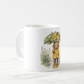 Regen-Teddybär-Herbst-Regenschirm-Kunst Kaffeetasse (Vorderseite Links)
