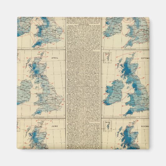 Regen, Temperatur, Britische Inseln Magnet (Vorne)