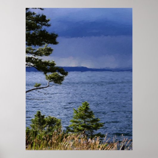 Regen über dem Yellowstone Lake #2 Poster (Vorne)
