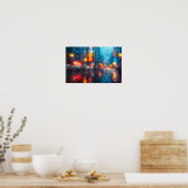 Regen und Stadtläden Poster (Küche)