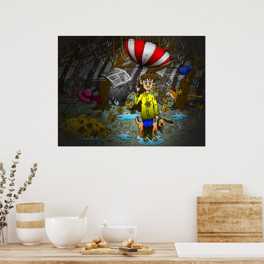 Regen- und Wind-Herbsttag Poster (Küche)