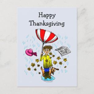 Regen und windige Tage. Happy Thanksgiving Postcar Postkarte