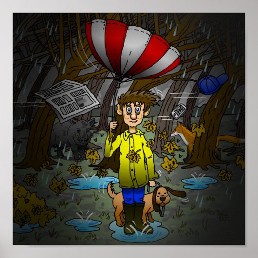 Regen und windiger Herbst Poster (Vorne)