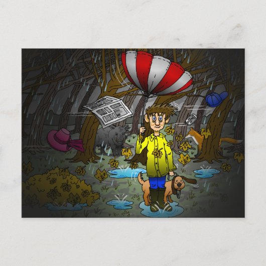 Regen- und Windtag Feiertagspostkarte (Vorderseite)