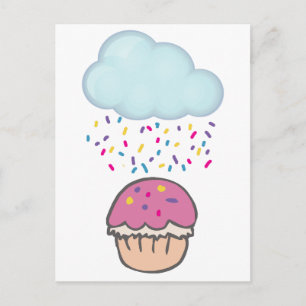 Regen von Streuseln auf Cupcake Postkarte