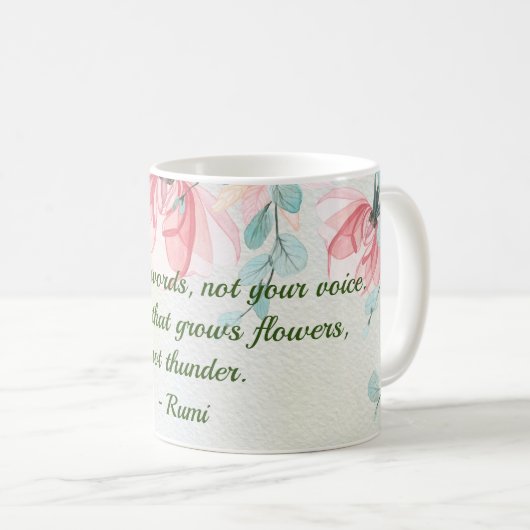 Regen wächst Blume Rumi Zitat Kaffeetasse (VorderseiteRechts)