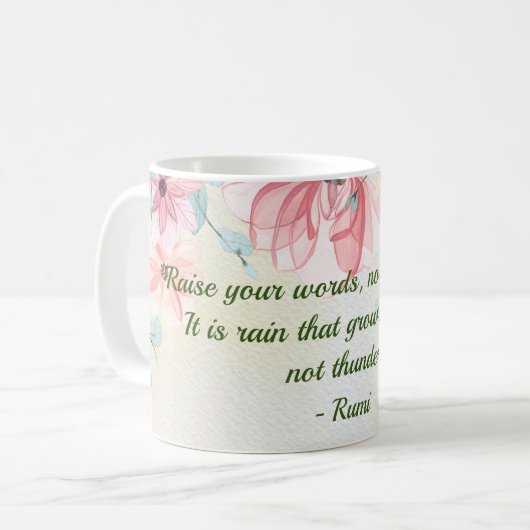 Regen wächst Blume Rumi Zitat Kaffeetasse (Vorderseite Links)