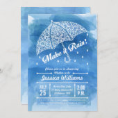 Regen Wasserfarben Dusche Einladung Blau (Vorne/Hinten)