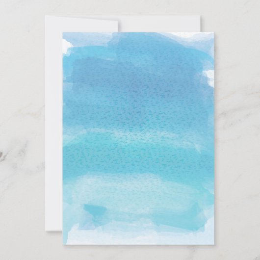 Regen Wasserfarben Dusche Einladung Blau (Rückseite)