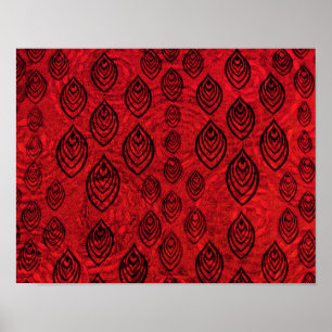 Regen/Wassertropfen-Formenmuster in roter Farbe Poster