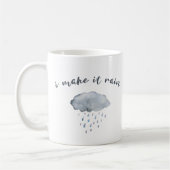 Regen-Wolken-Kunst mit Zitat "ich lasse es regnen" Kaffeetasse (Links)
