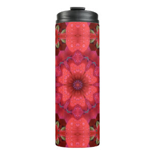 Regenberührtes Scharlachrotes Kaleidoskop Thermosbecher