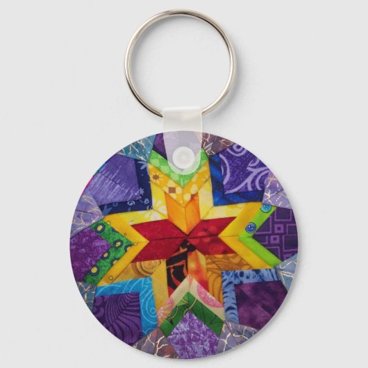 Regenbogen 1 gefalteter Stern Schlüsselanhänger (Vorderseite)