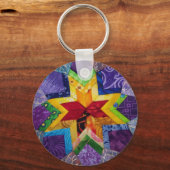 Regenbogen 1 gefalteter Stern Schlüsselanhänger (Vorderseite)