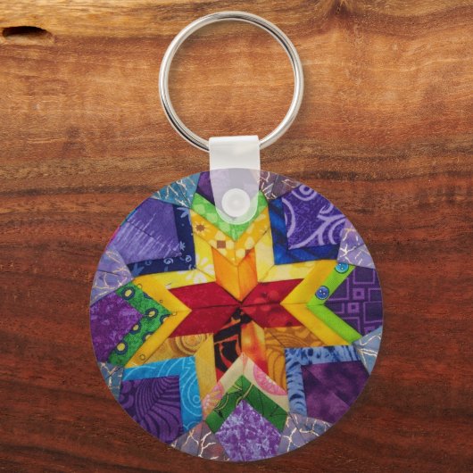 Regenbogen 1 gefalteter Stern Schlüsselanhänger (Vorderseite)