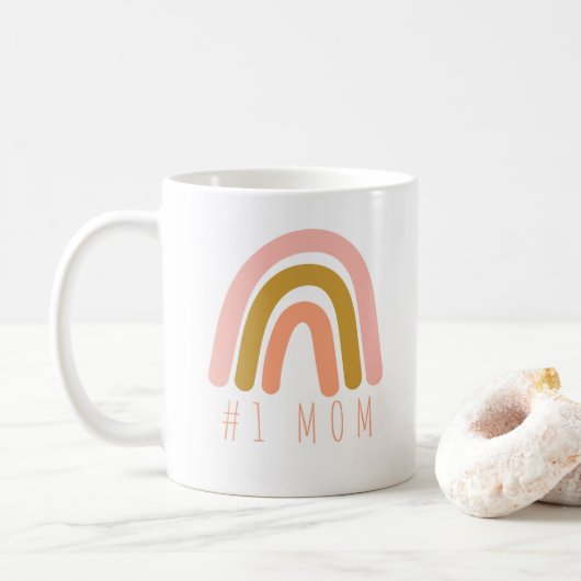 Regenbogen #1 MUTTER mit NAMEN Kaffeetasse (Mit Donut)