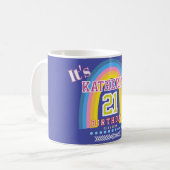 Regenbogen 21 Geburtstag Blau Kaffeetasse (Vorderseite Links)
