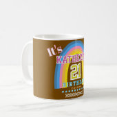 Regenbogen 21 Geburtstag Braun Kaffeetasse (Vorderseite Links)