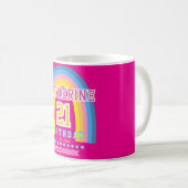 Regenbogen 21 Geburtstag Hot Pink Kaffeetasse (VorderseiteRechts)