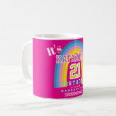 Regenbogen 21 Geburtstag Hot Pink Kaffeetasse (Vorderseite Links)