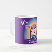 Regenbogen 21 Geburtstag Lila Kaffeetasse (Vorderseite Links)