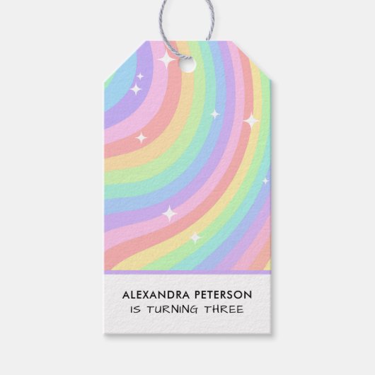 Regenbogen 3. Geburtstag Bunt Dritter Geschenkanhänger (Vorderseite)