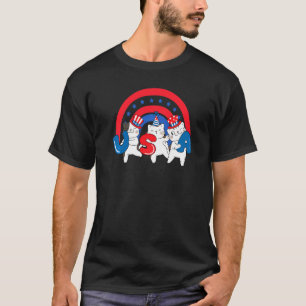 Regenbogen 4. Juli Amerikanische Katze Für Kinder T-Shirt