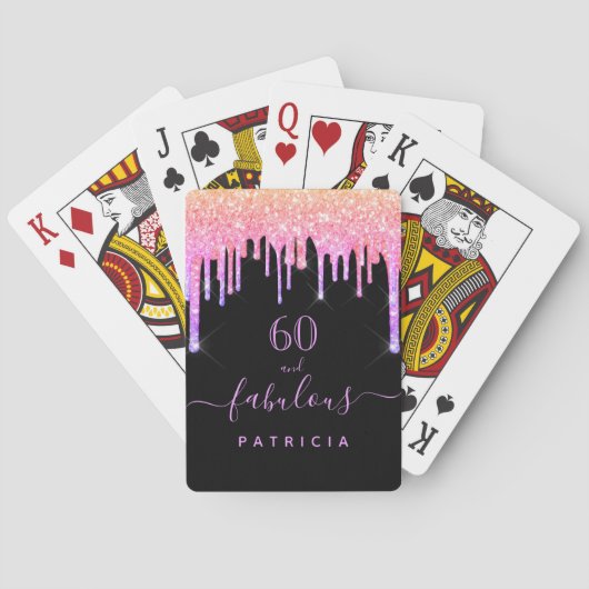 Regenbogen 60 fabelhafter Glitzer schwarz rosa gla Spielkarten (Rückseite)