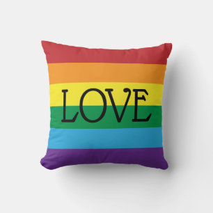 Regenbogen 6 Farben, LIEBE Schwarzer Text anpassba Kissen