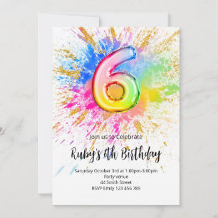 Regenbogen 6. Geburtstagseinladung Einladung