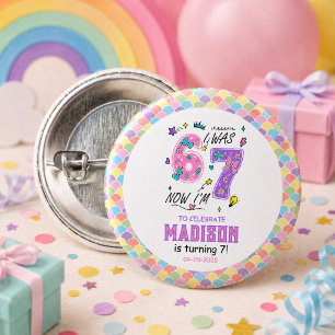 Regenbogen 7. Geburtstag Ich war 6, jetzt 7 Ki Button
