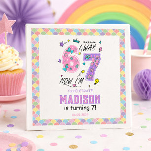 Regenbogen 7. Geburtstag Ich war 6, jetzt 7 Ki Serviette
