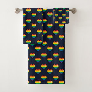 Regenbogen 8 Bit Herzstück Muster Badhandtuch Set