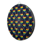 Regenbogen 8 Bit Herzstück Muster Dartscheibe (Vorderseite rechts)