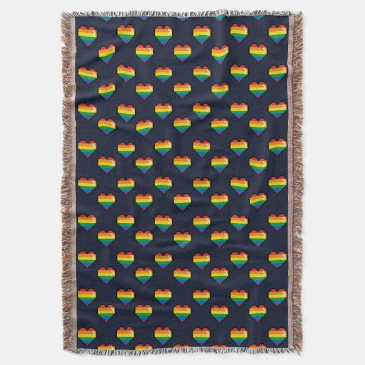 Regenbogen 8 Bit Herzstück Muster Decke (Vorderseite Vertikal)