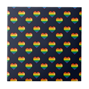 Regenbogen 8 Bit Herzstück Muster Fliese