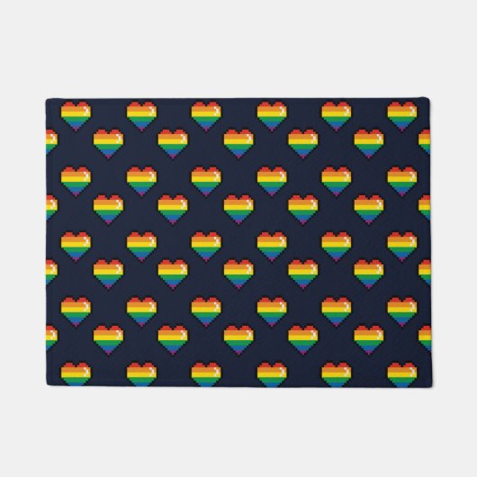 Regenbogen 8 Bit Herzstück Muster Fußmatte (Vorderseite)