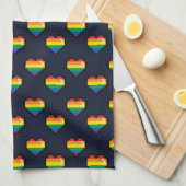 Regenbogen 8 Bit Herzstück Muster Geschirrtuch (Viertel Falte)