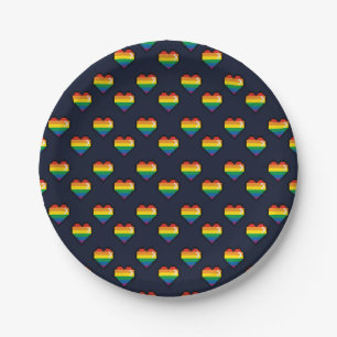 Regenbogen 8 Bit Herzstück Muster Pappteller
