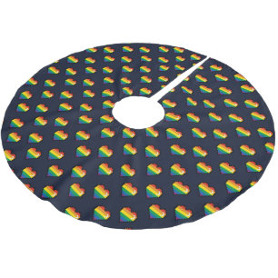 Regenbogen 8 Bit Herzstück Muster Polyester Weihnachtsbaumdecke