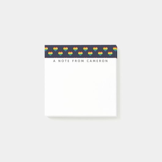 Regenbogen 8 Bit Herzstück Muster Post-it Klebezettel (Vorderseite)